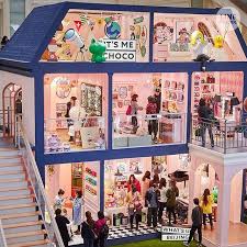 anything is possible with choco and a little pink pink mega choco house joycity china bejing linefriends line friends exhibition design booth design
