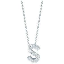 Roberto Coin Initial Thoughts White Gold Diamond Initial S Necklace White Gold Necklace Chain Initial Necklace Gold White Gold Pendant Necklace