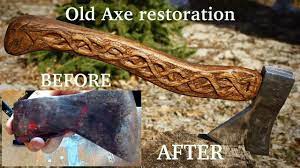 Rusty Old Blunt Axe Restoration With My Beautiful Commentary Voice Handmade Crafts Howto Axe Restoration Wood Carving Templates Simple Wood Carving