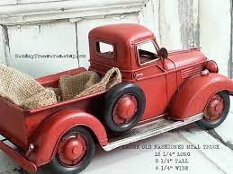 Large red metal christmas truck. Large Metal Vintage Old Fashioned Red Truck Christmas Home Etsy Red Truck Christmas Red Truck Red Truck Decor