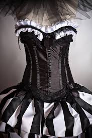 Black And White Striped Corset Custom Size Black And White Striped Satin And Tulle Circus Harlequin Burlesque Corset Prom Dress With Neck Piece Black And White Prom Dresses Corset Dress Prom White Prom Dress