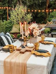 Easy Fall Outdoor Table With Drop Cloth Hallstrom Home Fall Table Settings Outdoor Table Settings Fall Table Decor