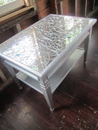 Mosaic Mirror Metallic Silver Coffee Table Or Side Table Glass Bead Embellishment Silver Coffee Table Glass Side Tables Silver Furniture