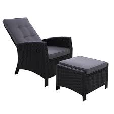 Sides up as a sofa and sides down as a bed. Sun Lounge Recliner Chair Wicker Outdoor Furniture Black New Unit