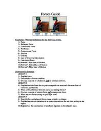 One Page Editable Study Guide Worksheet Covering Forces Friction Gravity Law Of Universal Gravitation Newton S 3 Laws Study Guide Studying Law Ngss Science