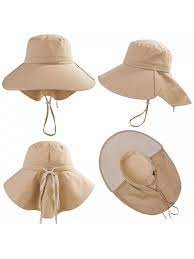 Womens Wide Brim Summer Sun Flap Cap Hat Neck Cover Face Mask Upf 50 16007 Khaki Cg12hbv9823 Hats Caps Hats Women