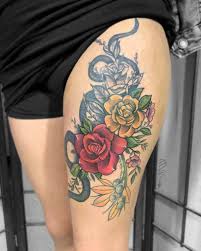 Thigh snake in flowers tattoo. Top 91 Best Red Rose Tattoo Ideas 2020 Inspiration Guide Laptrinhx News