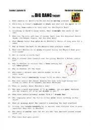 It's like the trivia that plays before the movie starts at the theater, but waaaaaaay longer. Big Bang Theory The Bat Jar Conjecture Esl Worksheet By Dennypackard
