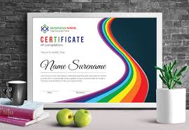 Rainbow Color Design Certificate Template 94328 Certificate Templates Certificate Rainbow Colors