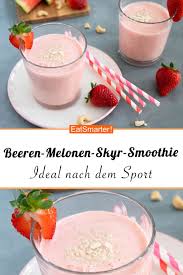 Beeren Melonen Skyr Smoothie Rezept Smoothie Lebensmittel Essen Melonen Smoothie