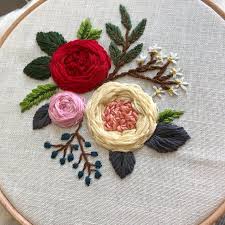 Pdf Pattern Video Tutorial Garden Roses Digital Tutorial Etsy Flower Embroidery Designs Rose Embroidery Designs Hand Embroidery Patterns Flowers