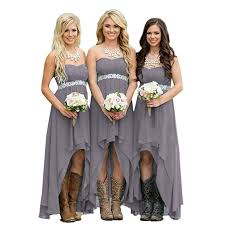 Missgotti High Low Chiffon Long Bridesmaid Dresses Sashes Gray Hed060gy Siz High Low Bridesmaid Dresses Bridesmaid Dresses Strapless Country Bridesmaid Dresses