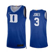 All logos, jerseys are 100% embroidered,stitched; Duke Blue Devils 100th Anniversary Rivalry Limited Jersey 3 Tre Jones College Basketball Royal Jersey