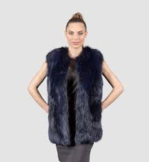 Dark Blue Fox Fur Vest I 100 Real Long Hair Fox Fur Vest