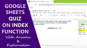 Word documents can be converted to google docs. Google Sheets Quiz On Index Function Spreadsheet Quiz Google Sheets Functions Youtube