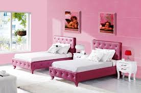 Kids Room Hot Pink Room Idea With Kids Furniture Sets For Twin Girls Such As Pink Leather Bed And He Girls Bedroom Sets Twin Girl Bedrooms Girls Bedroom Paint