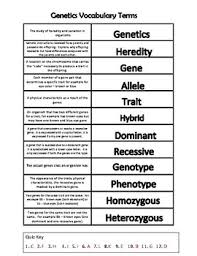 Environment worksheets and online activities. Genetics Vocabulary By Merry In The Middle Teachers Pay Teachers