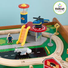 Not only do they keep all those tracks and cars and whatnots off the floor, but the elevated height makes it easier for mom and dad to play too. Kidkraft Ride Around Town Wood Train Table Toy Set Kdk 17836