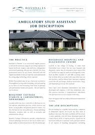 Sample & writing guide 20+ tips. Ambulatory Stud Assistant Job Description Rossdale Partners