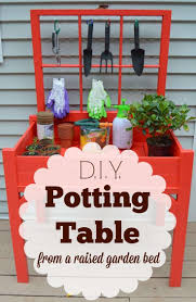 Raised garden beds in our polytunnel greenhouse using cedar wood. D I Y Potting Table From A Raised Garden Bed