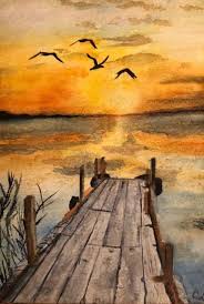 How to paint a tree silhouette on a pink sunrise background with watercolor paint and round hello friends, today's painting is a scenery of sunrise. Easy Simple Watercolor Landscape Paintings Fill The Blank