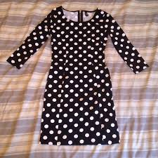 H M Divided 3 4 Sleeve Polka Dot Dress Black With White Polka Dots 3 4 Sleeves Smaller At The Waist Back Zippe Polka Dot Dress Black Polka Dot Dress Dresses