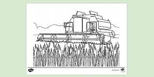 Looking at cows, chickens, little bunnies, goats and all the other farm animals. Free Combine Harvester Farming Harvest Colouring Sheet