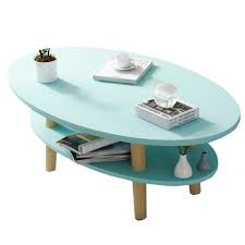 If you ve got the space you can also find long and slender versions to match your seating arrangement. Side Table Oval Coffee Table Wood 2 Layer Retro Tea Table Living Room Balcony Small Apartment Sofa 1005043cm Mumujin Color Blue Buy Online In Antigua And Barbuda At Antigua Desertcart Com Productid 196983677