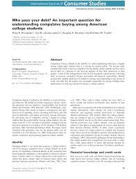 College is a time for learning&mdash. Pdf Who Pays Your Debt An Important Question For Understanding Compulsive Buying Among American College Students