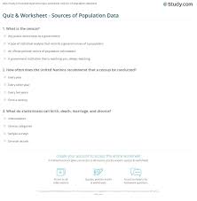 Quiz Worksheet Sources Of Population Data Study Com