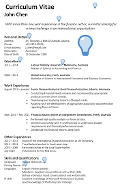 The nature of my degree course has prepared me for this position. Indonesia Cv Sample