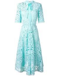 Temperley London Berry Lace Neck Tie Dress Designer Cocktail Dress Summer Fashion Dresses Lace Blue Dress
