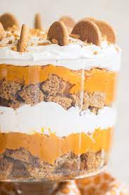 Layers of pumpkin cheesecake, whipped cream and angel food cake! Butterscotch Gingerbread Pumpkin Trifle The Gold Lining Girl