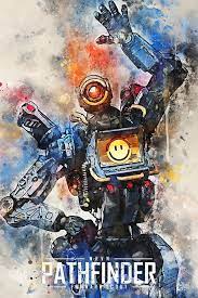 pathfinder apex legends character poster displate poster by andi permana featuring art from the popular apexlegends battle royale video ゲームアート ゲーム 壁紙 壁紙アート
