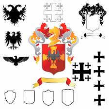 Coat Of Arms 02 Heraldic Set Eagles Crosses Ribbon And Shield Spon Heraldic Coat Arms Coat Of Arms Vector Illustration Creative Typography Design