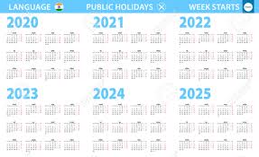 Calendar In Hindi Language For Year 2020 2021 2022 2023 2024 Royalty Free Cliparts Vectors And Stock Illustration Image 164721730