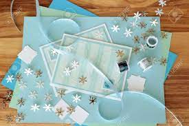 Whatever a greeting card says, it helps us build and maintain relationships with those we love—both near and far away. An Image Of Two Hand Made Greeting Cards With A Winter Theme With Card Making Supplies Including Snowflake Shaped Brads And Craft Wire Stock Photo Picture And Royalty Free Image Image 17443915