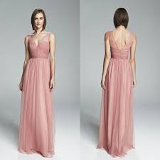 2016 Amsale Rose Quartz Tulle V Neck Bridesmaid Jpg 800 800 Blush Bridesmaid Dresses Long Bridesmaid Dresses Long Chiffon Blush Bridesmaid Dresses