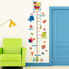 us 5 99 large removable measure height sticker cartoon cats fishs sea world growth chart kid height chart wall kids room wall decorative in wall