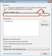 To enable popup blocker, type: Internet Explorer Manage Pop Up