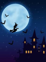 Halloween Kartun Penyihir Kelelawar Kuburan Latar Belakang Malam Latar Belakang Penyihir Kartun