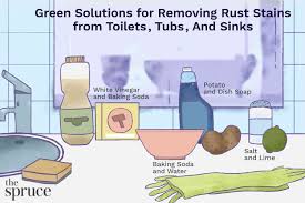 Several products for the home, especially salt, lemon, and vinegar, can be effective in removing rust stains from the bathroom. How To Remove Rust Stains From Toilets Tubs And Sinks