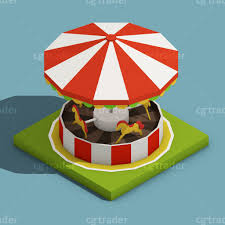 Low Poly Amusement Park Isometric Icon 3d Model Amusement Park Amusement Low Poly