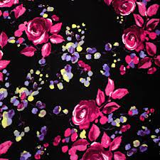 Watercolor Fuchsia Roses On Black Cotton Jersey Blend Knit Fabric Another Designer Overstock Score Colorful Backgrounds Small Flowers Fabric Stores Online