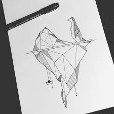 Iceberg Penguin Geometric Paperboat Geometric Drawing Moon Tattoo Designs Geometric Animals