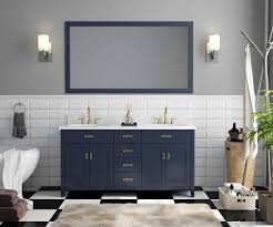 They aid you in easily getting ready in the morning, checking your reflection in the middle of a party, and washing your. 60 Navy Blue Bathroom Double Vanity Sink Set With White Carrara Marble Top Transitional Bathroom Vanities And Sink Consoles By A Touch Of Design Houzz