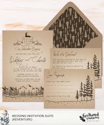 Adventure Wedding Invitation Suite Forest Or Mountain Theme By Featheredcanvas On Etsy Htt Adventure Wedding Invitation Wedding Invitations Adventure Wedding