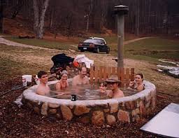 Woodfired Hottub Hot Tub Backyard Hot Tub Outdoor Outdoor Tub
