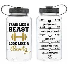 Motivational Water Bottle Encouraging Train Like A Beast Look Like A Beauty Bpa Free Workout Water Motivational Water Bottle Water Bottle Workout Water Bottle