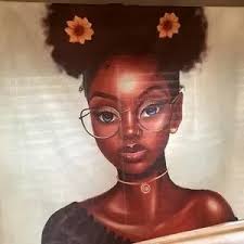 SARA NELL Black Girl Wall Tapestry Hippie Art